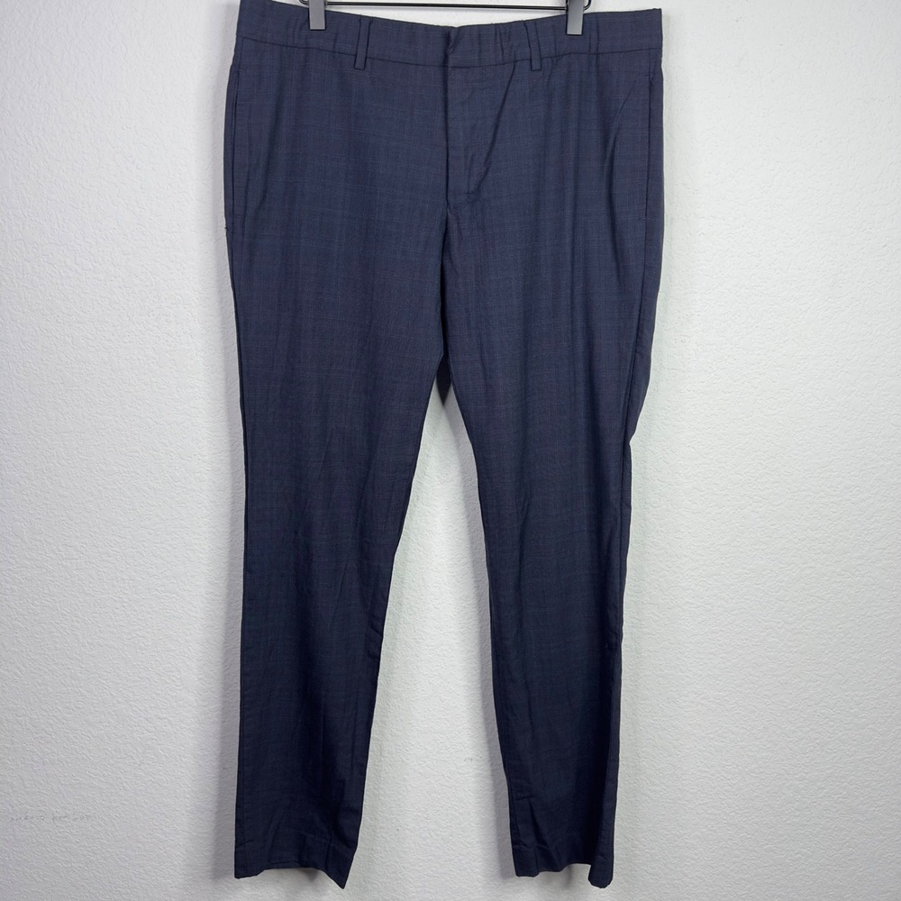 Gucci Pants Mens 36x33 Blue Wool Glen Plaid Check Trouser Preppy Designer Luxury